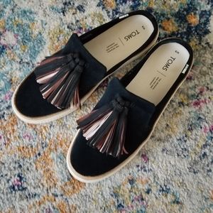 Tom's black suede mules size 9
